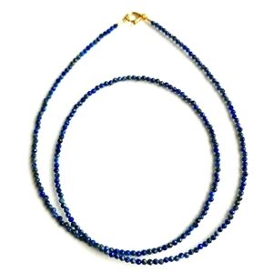 Lapis lazuli fine bead necklace gold fill clasp NEW